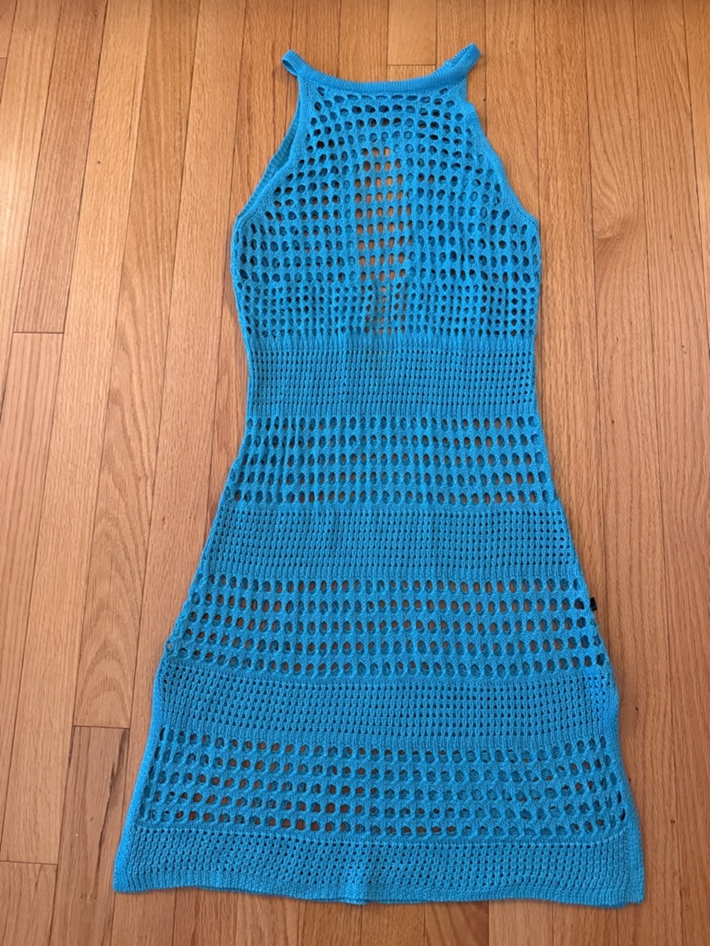 Women’s Crochet Halter Swim Coverup Dress - Turquoise